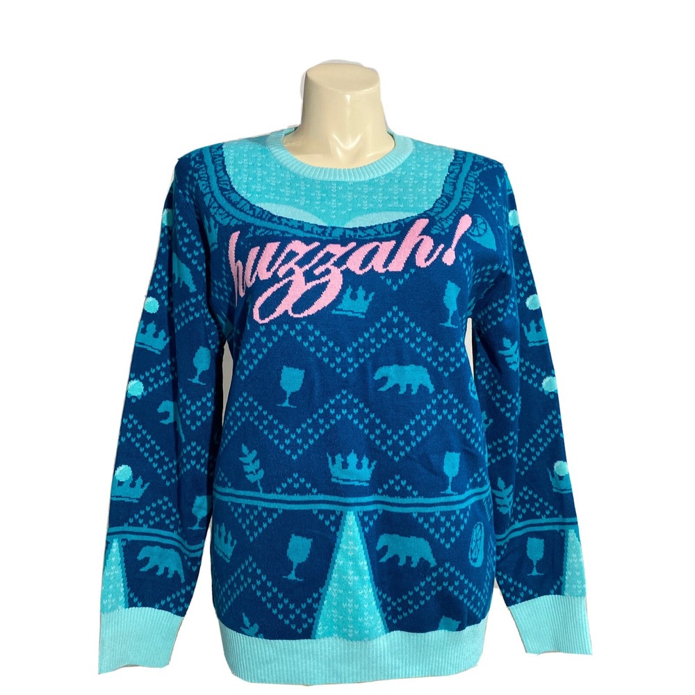 HULU Sweater LARGE The Great Crown Huzzah Teal Turquoise Thick Knit Unique